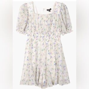 Zunie Smocked Puff Sleeve Floral Romper